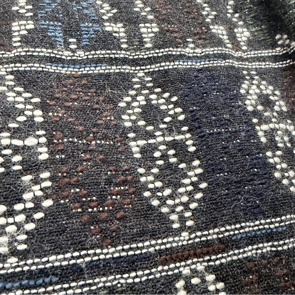 Akris Punto Wool Blend Zip Front Coat Charcoal Ivory‎ Blue Pattern Sz 6 - Picture 4 of 15